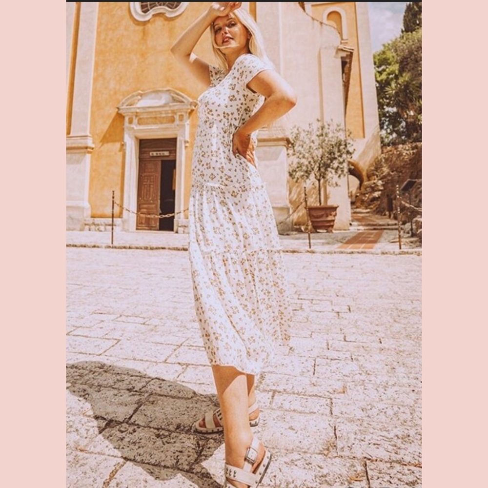 SPRING BOHO GYPSY FLORAL PRINT MAXI DRESS - Picture 3 of 7